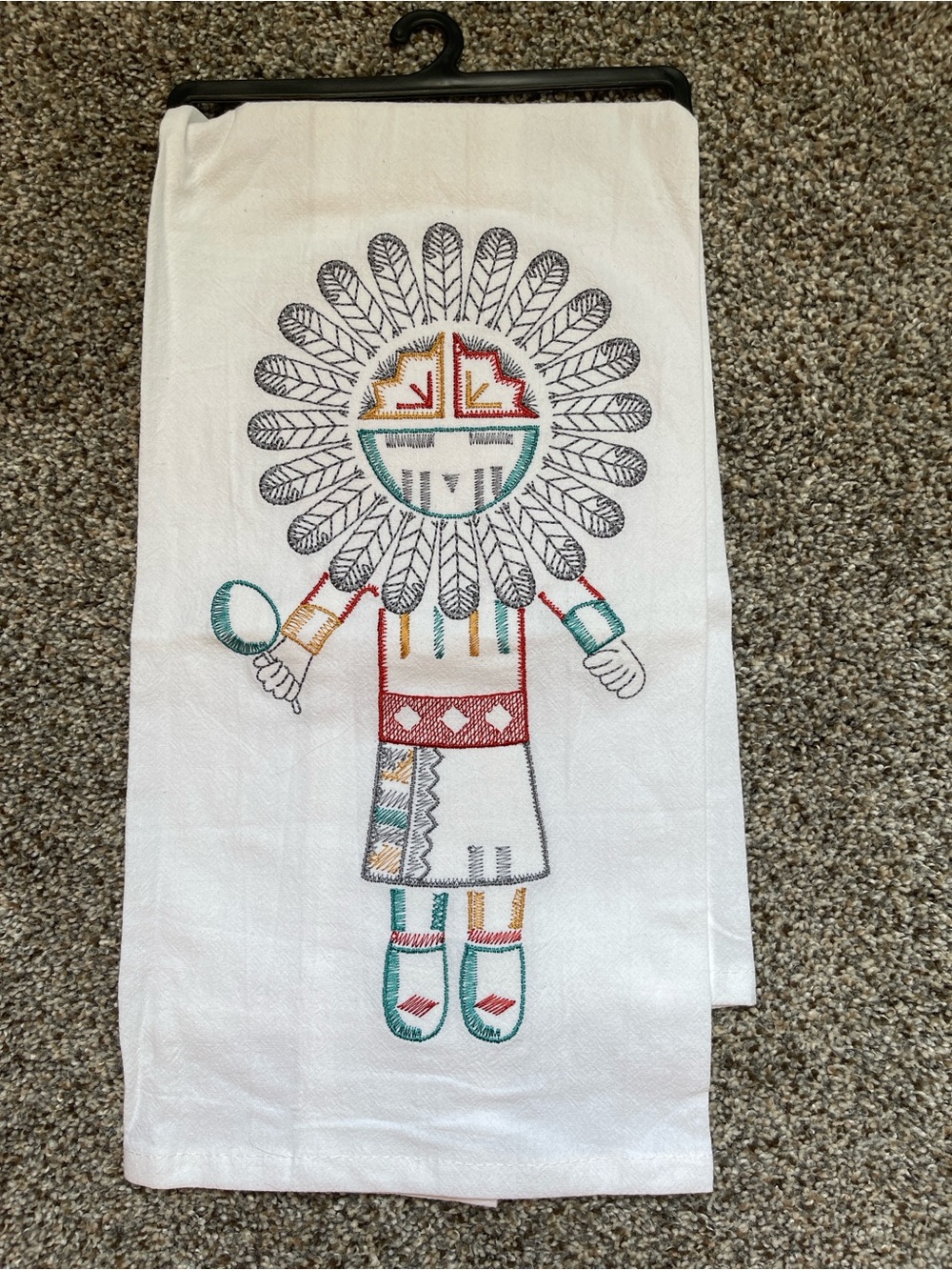 *NEW* Embroidered Native-Inspired White Cotton Kitchen Towel